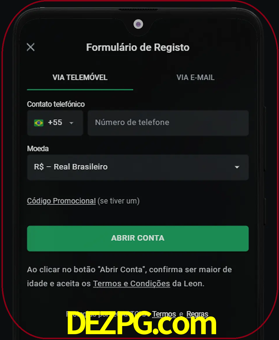 Abra o aplicativo e inicie o processo de registro.