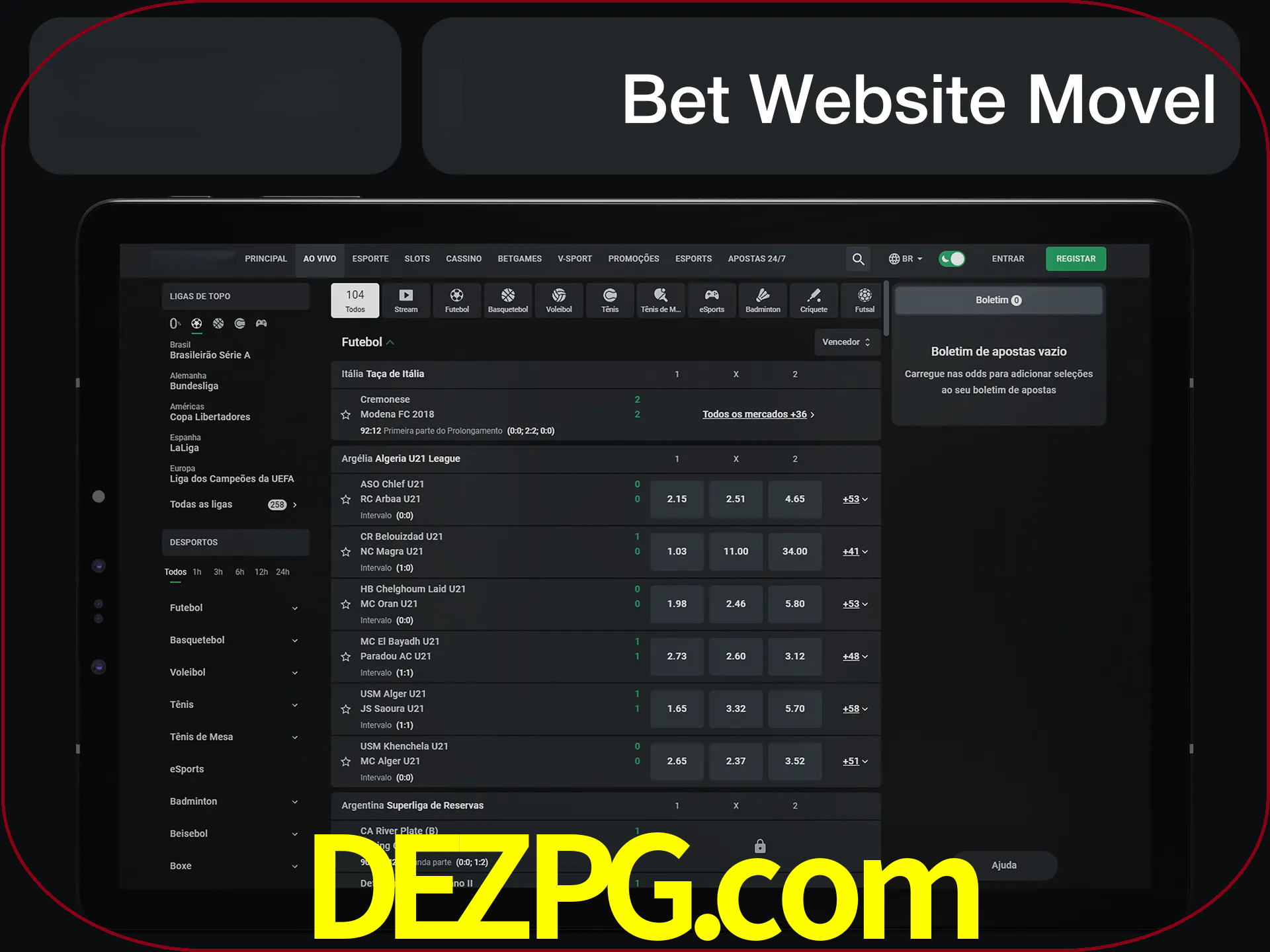 Use nosso website em qualquer dispositivo.
